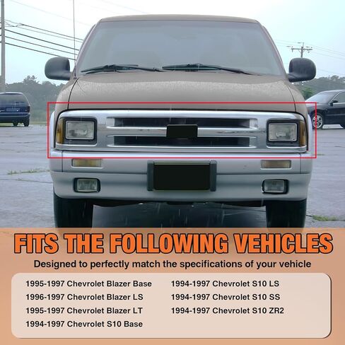 CarPartsDepot Front Grille Black Grill Compatible With 1994-1997 S10 & Blazer GM1200225 12471807 (Sealed Beam Type） in Kuwait