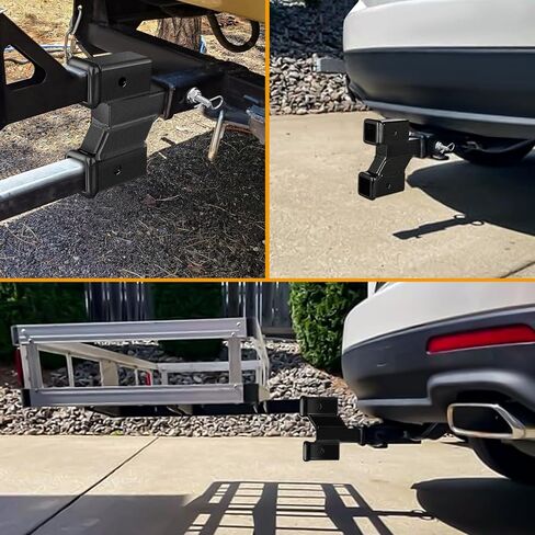 Nilight Trailer Dual Hitch Extender لجهاز استقبال 2 بوصة مع 2 "4" الارتفاع أو إسقاط مع مقطع الجوز الترباس 10000 رطل قابلة للتعديل 8 "10" طول المسحوق الأسود غير اللامع المغلفة in Kuwait