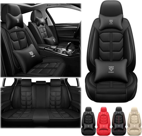Car Seat Covers for Jeep Cherokee 2014-2023 Front Seat, Nappa Leather Vehicle Seat Protector, Stylish Waterproof Easy to Install, Breathable Auto Seat Cushion Cover.(Black&Red, Standard) in Saudi Arabia