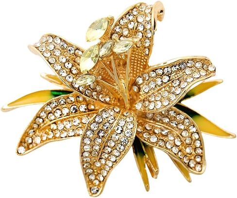 Purple/White Flower Brooch Pin for Women Rhinestone Lily Flower Lapel dress Hat Pin Accessories Gift for Mom Wife Brooch ﻿ in Kuwait