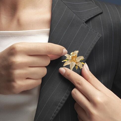 Purple/White Flower Brooch Pin for Women Rhinestone Lily Flower Lapel dress Hat Pin Accessories Gift for Mom Wife Brooch ﻿ in Kuwait