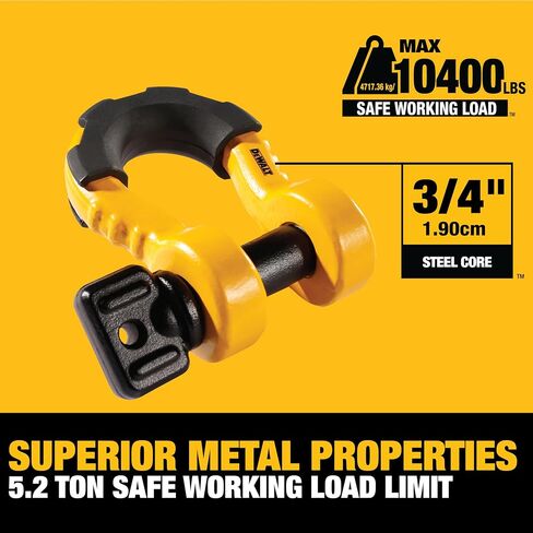 DEWALT DXBC8000 Black/Yellow 3/4" Bow Shackle with 7/8" Pin (10,400 lb Work Strength) - Towing, Winching, Vehicle Recovery in Saudi Arabia