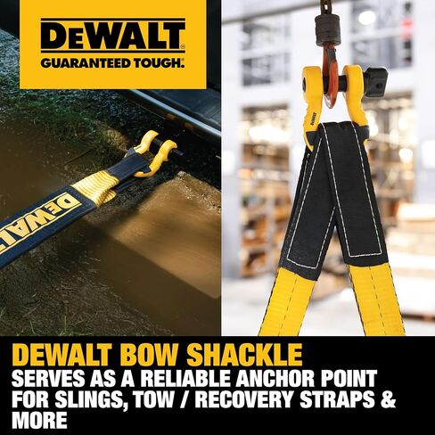 DEWALT DXBC8000 Black/Yellow 3/4" Bow Shackle with 7/8" Pin (10,400 lb Work Strength) - Towing, Winching, Vehicle Recovery in Saudi Arabia