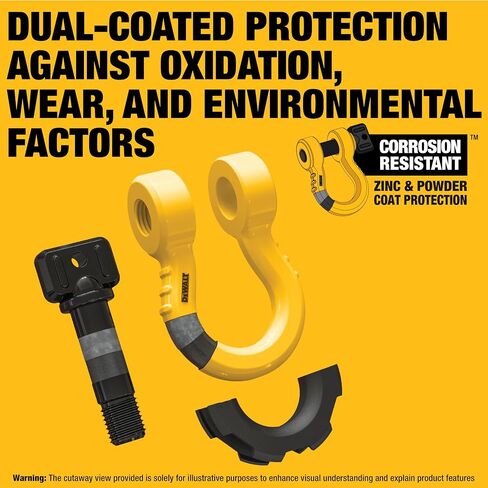 DEWALT DXBC8000 Black/Yellow 3/4" Bow Shackle with 7/8" Pin (10,400 lb Work Strength) - Towing, Winching, Vehicle Recovery in Saudi Arabia