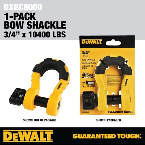 DEWALT DXBC8000 Black/Yellow 3/4" Bow Shackle with 7/8" Pin (10,400 lb Work Strength) - Towing, Winching, Vehicle Recovery in Saudi Arabia