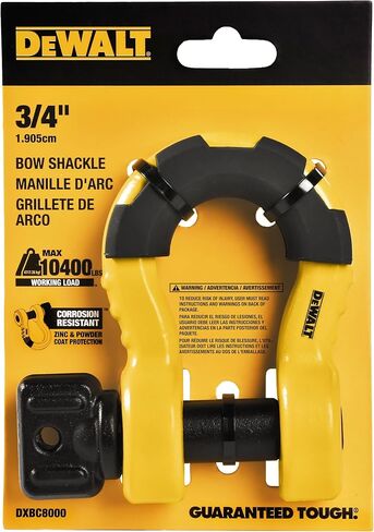 DEWALT DXBC8000 Black/Yellow 3/4" Bow Shackle with 7/8" Pin (10,400 lb Work Strength) - Towing, Winching, Vehicle Recovery in Saudi Arabia