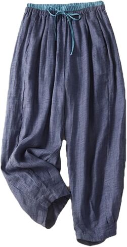Hdhdeueh Women's Thin Section Color Contrasting Elastic Waist Loose Casual Women's Pants in Saudi Arabia