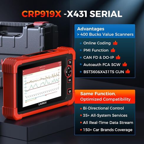 LAUNCH X431 CRP919X OBD2 Scanner,ECU Coding Bidirectional Scan Tool,31+Reset,CAN FD/DoIP,FCA Autoauth, 100+ Brands OBD2 Scanner Diagnostic Tool,All Systems Diagnostic Scanner, IMMO Car Scanner in Saudi Arabia