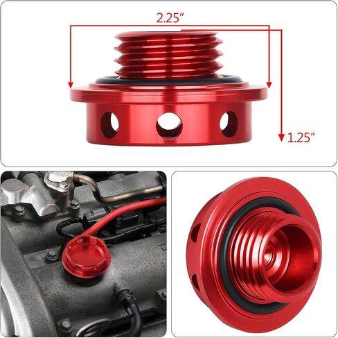 AJP موزعي Red Round Round Style Universal في محرك محرك صمام غطاء زيت حشو الزيت CAP الألومنيوم JDM متوافق/استبدال MX5 MIATA RX7 RX8 626 Protege 13B B6ZE BP4W MZR in Kuwait
