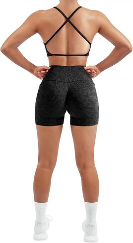 SUUKSESS Women 2 Piece Workout Sets with Pockets Seamless Strappy Sports Bra High Waist Booty Shorts Outfits in Saudi Arabia