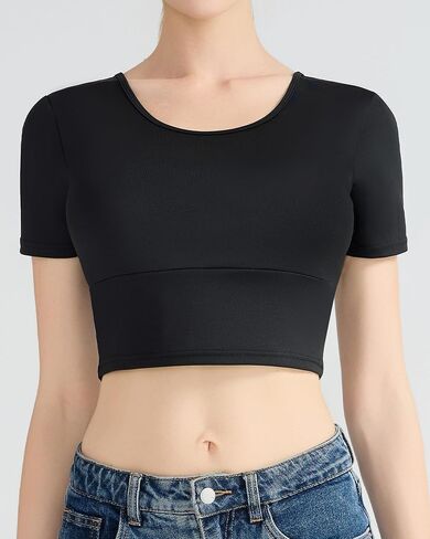 AMA LARSI CRISSCROSS Back Prochyout Tops for Women Short Slive Yoga Slim Fit Dhortic Tertic in Saudi Arabia