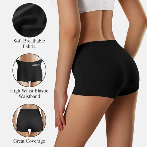 Boy Shorts Underwear for Women High Waisted Cotton Panties Soft Stretch Ladies Boxer Briefs 3 Pack Black in Saudi Arabia
