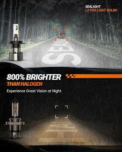 مصابيح LED Sealight 9005/HB3 2025 1: 1 تصميم حقيقي ، 68000LM 900 ٪ Super Bright L2S 9005 مصابيح ، 6500 كيل in Saudi Arabia