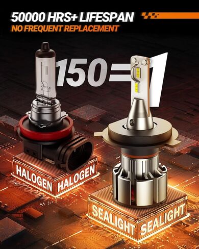 مصابيح LED Sealight 9005/HB3 2025 1: 1 تصميم حقيقي ، 68000LM 900 ٪ Super Bright L2S 9005 مصابيح ، 6500 كيل in Saudi Arabia