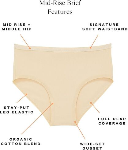 Subset Women's Organic Cotton Mid-Rise Brief, All Day Comfort, Natural Knickey Undies, Breathable Underwear for All in Saudi Arabia