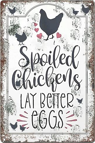 Vintage Chicken Coop Metal Signs - An Old Rooster & A Cute Chick Live Here Chicken Tin Sign, Funny Metal Signs Accessories Outdoor Home Wall Decor 8x12 inch in Saudi Arabia