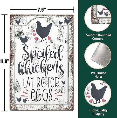 Vintage Chicken Coop Metal Signs - An Old Rooster & A Cute Chick Live Here Chicken Tin Sign, Funny Metal Signs Accessories Outdoor Home Wall Decor 8x12 inch in Saudi Arabia