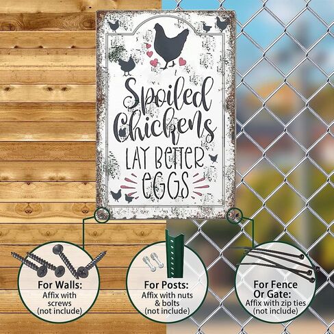 Vintage Chicken Coop Metal Signs - An Old Rooster & A Cute Chick Live Here Chicken Tin Sign, Funny Metal Signs Accessories Outdoor Home Wall Decor 8x12 inch in Saudi Arabia