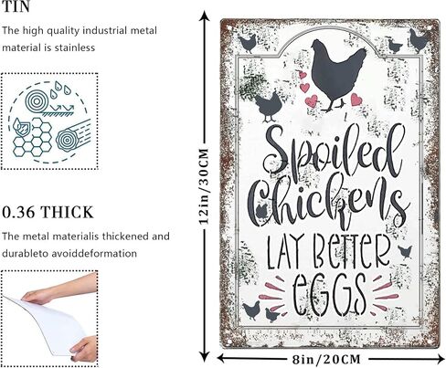 Vintage Chicken Coop Metal Signs - An Old Rooster & A Cute Chick Live Here Chicken Tin Sign, Funny Metal Signs Accessories Outdoor Home Wall Decor 8x12 inch in Saudi Arabia