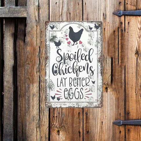 Vintage Chicken Coop Metal Signs - An Old Rooster & A Cute Chick Live Here Chicken Tin Sign, Funny Metal Signs Accessories Outdoor Home Wall Decor 8x12 inch in Saudi Arabia