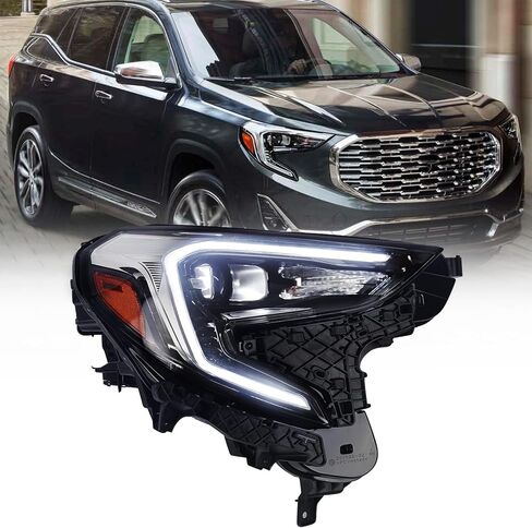 مجموعة مصابيح أمامية طراز LED كاملة من FIONE متوافقة مع GMC Terrain 2018 2019 2020 2021 مصباح أمامي بديل [لا ينطبق على طراز HID/Xenon] جانب السائق الأيسر LH 84312726 GM2502475 in Saudi Arabia