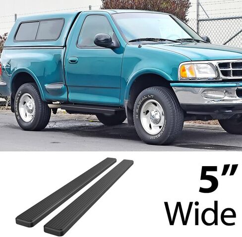 HD Ridez Running Board 5" Stainless Steel Black Compatible with Ford F150 F250LD 1997-2003 Regular Cab (Include 04 Heritage)(Not for Lightning Model) (Nerf Bar Side Steps Side Bars) in Saudi Arabia
