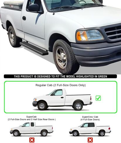 HD Ridez Running Board 5" Stainless Steel Black Compatible with Ford F150 F250LD 1997-2003 Regular Cab (Include 04 Heritage)(Not for Lightning Model) (Nerf Bar Side Steps Side Bars) in Saudi Arabia