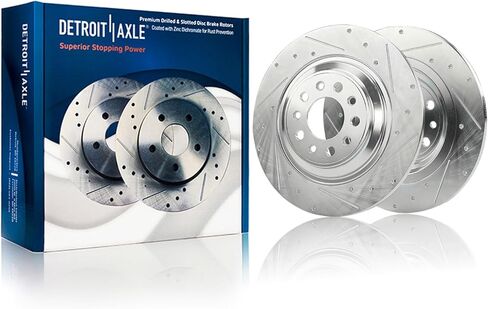 Detroit Axle - دوارات الفرامل الخلفية لعام 2014-2023 Jeep Cherokee ، 2015 2016 2017 2018 2019 2020 2021 2022 استبدال دوارات الفرامل المحفورة والاحتوارية: 12.60 "بوصة الدوار in Saudi Arabia