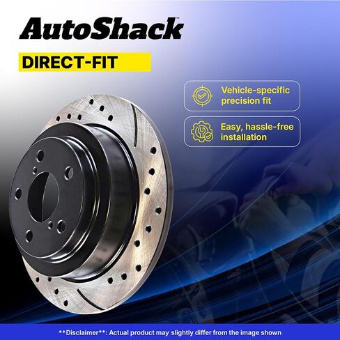 Autoshack Black Hat محفورة ودوارات الفرامل المقطوعة من أدوات استبدال دوار الفرامل الأمامية والخلفية لعام 2006-2007 شيفروليه مونت كارلو 2006-2010 Impala 3.5L 3.9L 5.3L V6 V8 FWD PR65128PR65127127 in Saudi Arabia