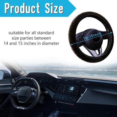 Fuzzy Car Steering Wheel Cover, 15" Fluffy Auto Steering Wheel Protector for Winter Warm, Non-Slip Car Wheel Covers, Universal Vehicle Interior Decoration Accessories for Women Men (Pink) in Saudi Arabia