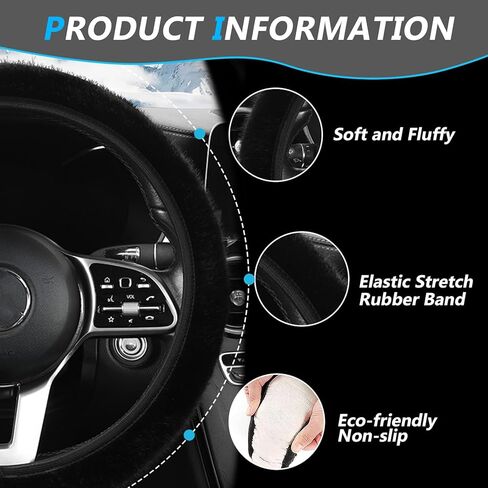Fuzzy Car Steering Wheel Cover, 15" Fluffy Auto Steering Wheel Protector for Winter Warm, Non-Slip Car Wheel Covers, Universal Vehicle Interior Decoration Accessories for Women Men (Pink) in Saudi Arabia
