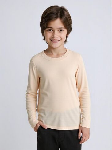 Huata Boys Girls Long Sleeve T-Shirt Unisex Crewneck Tee 2 Packs in Kuwait