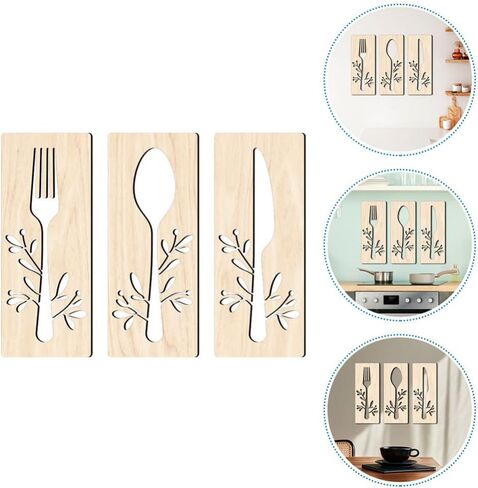 GANAZONO 1 Set Wooden Sign for Kitchen Wall Decor Fork Spoon Cutter Wall Hanging Sign Eat Sign Decorations for Kitchen Sign Dinning Room Restaurant Coffee Shop Brown in Saudi Arabia