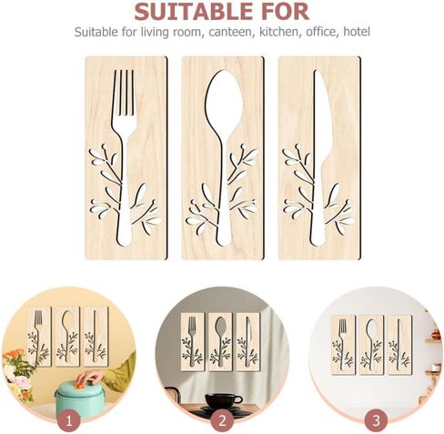 GANAZONO 1 Set Wooden Sign for Kitchen Wall Decor Fork Spoon Cutter Wall Hanging Sign Eat Sign Decorations for Kitchen Sign Dinning Room Restaurant Coffee Shop Brown in Saudi Arabia