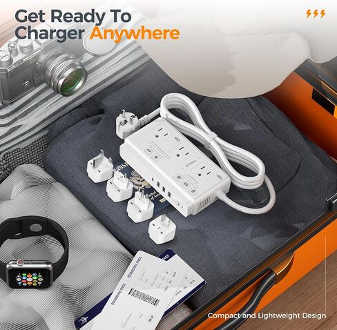 220V to 110V Converter, TESSAN Travel Voltage Converter with 4 USB Ports (1 USB C), 3 AC Outlet and EU UK AU IT Universal Travel Adaptor, Step Down Transformer Power Outlet Adapter Combo Black in Kuwait