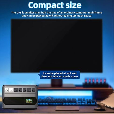 UPS 500W مصدر طاقة غير متقطع غير متصل احتياطي UPS بطارية احتياطية ذكية LCD بطارية احتياطية وبطارية احتياطية لجهاز الكمبيوتر 1000VA/500W GF1000 in Kuwait