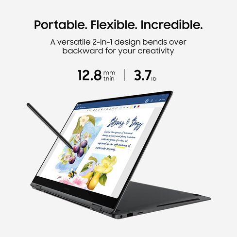 Samsung 15.6 "Galaxy Book5 360 Copilot AI Captop PC Computer ، FHD AMOLED TOUCHNEREN ، 16GB / 512GB ، مكبرات صوت رباعية Dolby ATMOS ، عمر البطارية طوال اليوم ، NP750QHA-K1US ، رمادي in Saudi Arabia