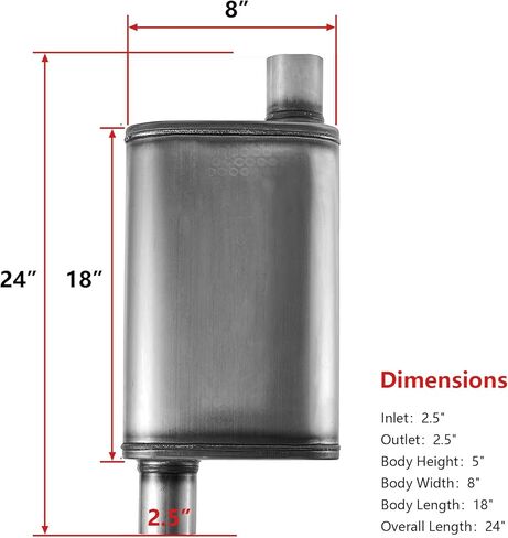 Mufflers DeepTone 2.25 inch Universal Exhaust Muffler,2.25" Muffler Straight-Through Performance with Stainless Steel muffler for Cars, Trucks(2.25''Inlet/Outlet) in Kuwait