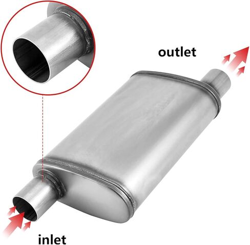 Mufflers DeepTone 2.25 inch Universal Exhaust Muffler,2.25" Muffler Straight-Through Performance with Stainless Steel muffler for Cars, Trucks(2.25''Inlet/Outlet) in Kuwait