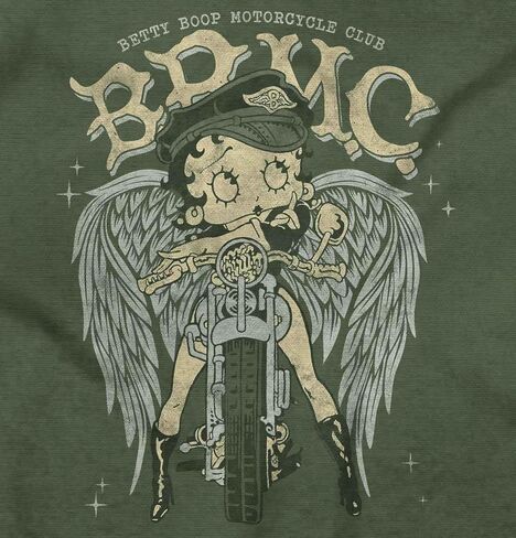 Brisco Brands Betty Boop Cartoon Biker Angel Wings Women Crewneck Sweatshirt in Saudi Arabia