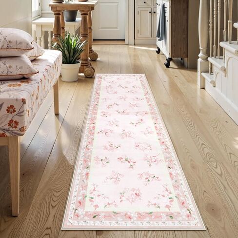 سجاد فتيات الأزهار Livebox لغرفة النوم ، 2 × 6 سجاد عداء الحضانة ، و Non Slip Boho Pink Area Rugners ناعمة للحمام ، عداء السجاد الداخلي رقيقة من الزهور المطبخ ، وردي in Kuwait