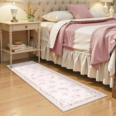 سجاد فتيات الأزهار Livebox لغرفة النوم ، 2 × 6 سجاد عداء الحضانة ، و Non Slip Boho Pink Area Rugners ناعمة للحمام ، عداء السجاد الداخلي رقيقة من الزهور المطبخ ، وردي in Kuwait