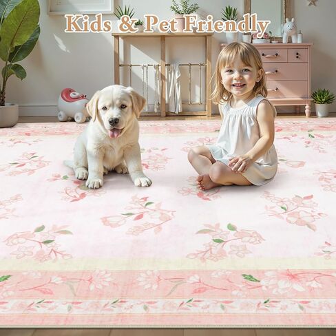 سجاد فتيات الأزهار Livebox لغرفة النوم ، 2 × 6 سجاد عداء الحضانة ، و Non Slip Boho Pink Area Rugners ناعمة للحمام ، عداء السجاد الداخلي رقيقة من الزهور المطبخ ، وردي in Kuwait