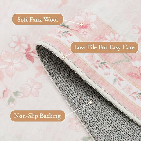 سجاد فتيات الأزهار Livebox لغرفة النوم ، 2 × 6 سجاد عداء الحضانة ، و Non Slip Boho Pink Area Rugners ناعمة للحمام ، عداء السجاد الداخلي رقيقة من الزهور المطبخ ، وردي in Kuwait