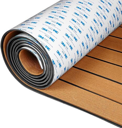 OCEANBROAD EVA Foam Boat Flooring with 3M Adhesive Backing Marine Self-Adhesive Decking 96''x45.6''/36''/28.8''/16.8'', 48''x16.8'' Faux Teak Sheet for Jon Boats Swim Platform Helm Pad RV Floor in Saudi Arabia