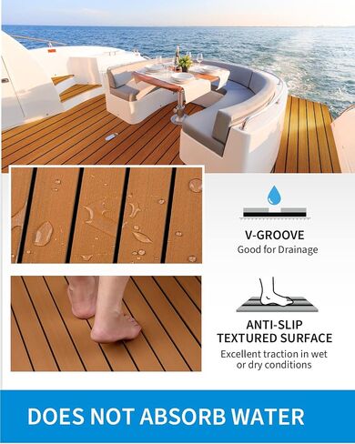 OCEANBROAD EVA Foam Boat Flooring with 3M Adhesive Backing Marine Self-Adhesive Decking 96''x45.6''/36''/28.8''/16.8'', 48''x16.8'' Faux Teak Sheet for Jon Boats Swim Platform Helm Pad RV Floor in Saudi Arabia