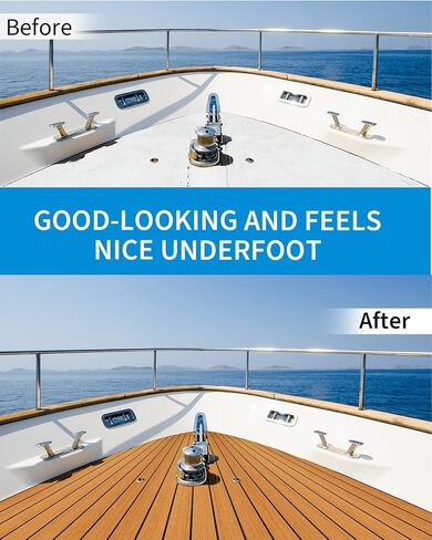 OCEANBROAD EVA Foam Boat Flooring with 3M Adhesive Backing Marine Self-Adhesive Decking 96''x45.6''/36''/28.8''/16.8'', 48''x16.8'' Faux Teak Sheet for Jon Boats Swim Platform Helm Pad RV Floor in Saudi Arabia