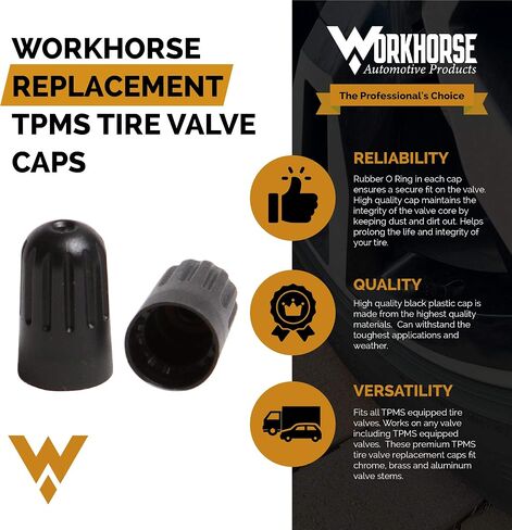 Workhorse Automotive Replacement Black TPMS Tire Valve Stem Caps Pack of 50 in Kuwait