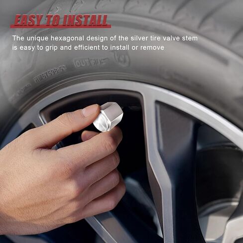 Car Tire Valve Cap, Hexagon Shape Brass Tire Stem Valve Dust Cover with Rubber O-Ring, Corrosion Resistant Leak-Proof Tire Air Caps, Universal Tires Accessories for Most Cars (8PCS) in Saudi Arabia