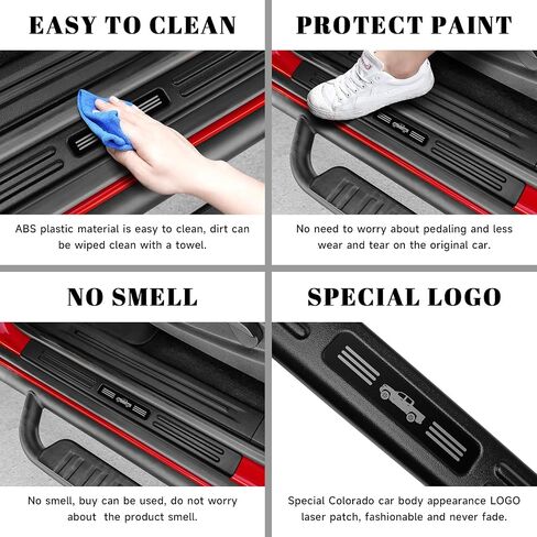 4PCS Car Door Edge Guards Door Sill Protector for Chevy Colorado & GMC Canyon 2015-2022 Accessories ABS Plastic Material Matte Black Car Door Threshold Protection in Saudi Arabia